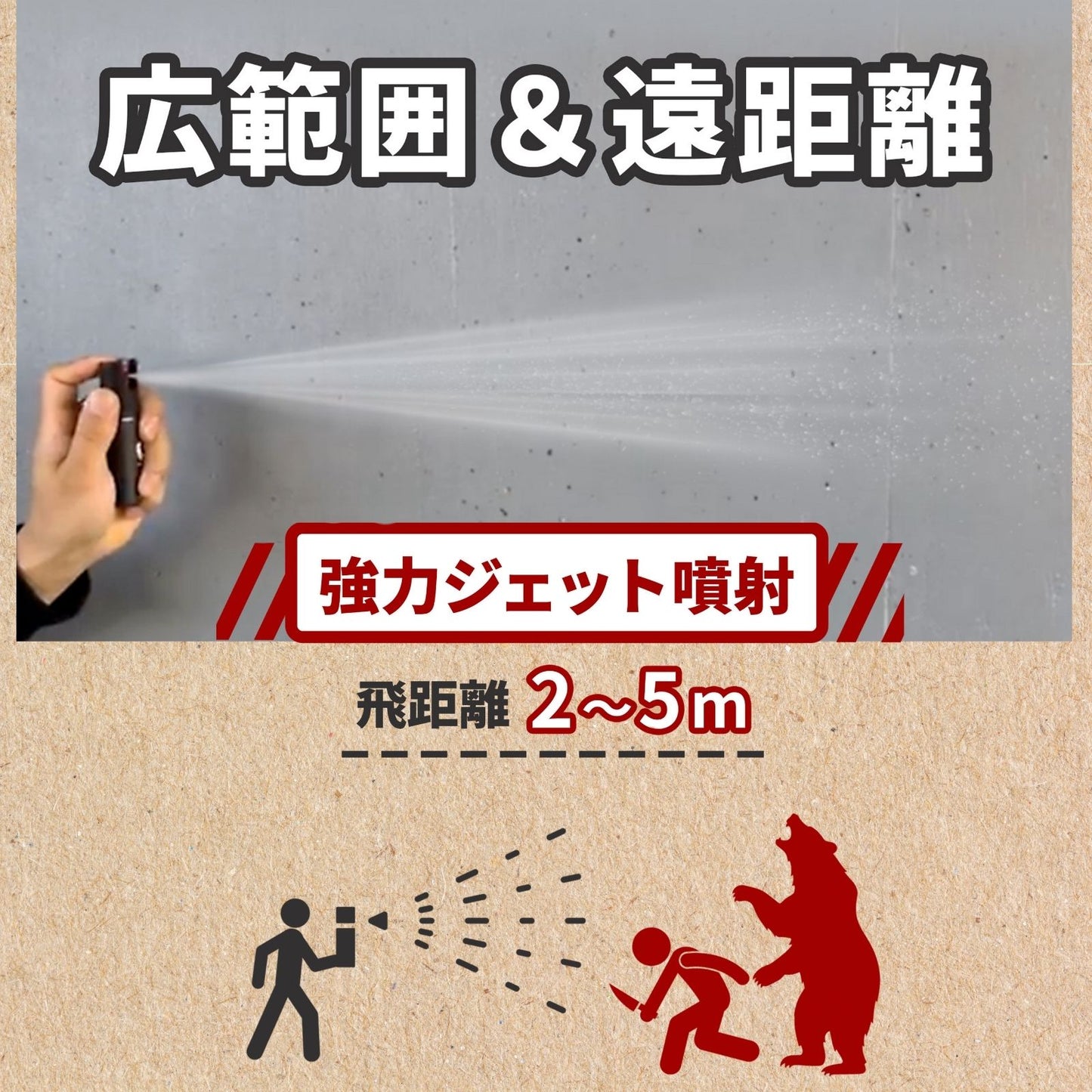 防犯 熊よけ スプレー ホイッスル付き